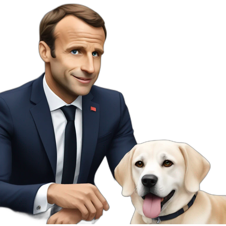 Macron avec un chien  emoji