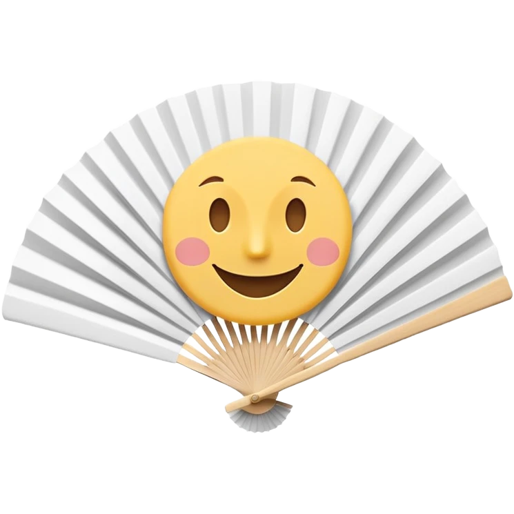 Paper fan with a cute smiling face emoji