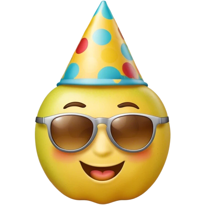Appleの黄色い絵文字の顔が絵文字の顔がパリピになっている絵 emoji