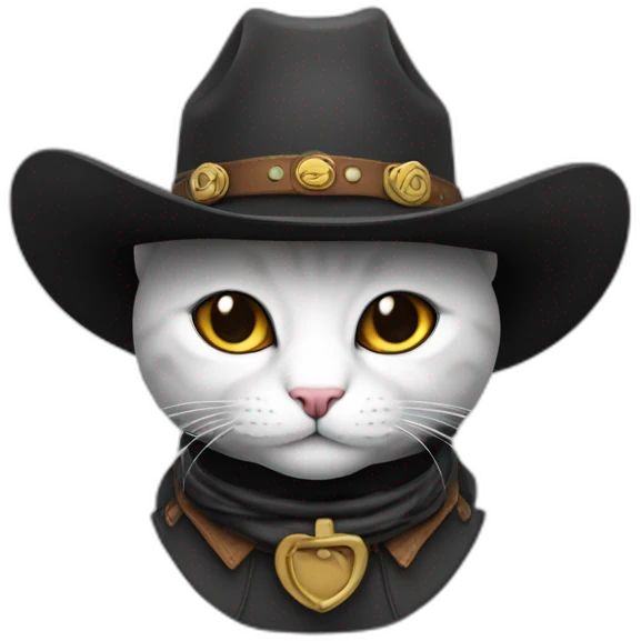 Gato branco com chapeu preto de cowboy emoji