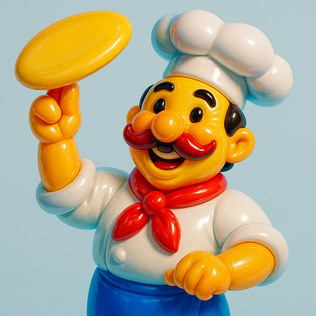 smiling Italian chef spinning pizza dough emoji