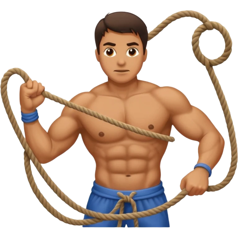 Man pulling the rope towards him emoji