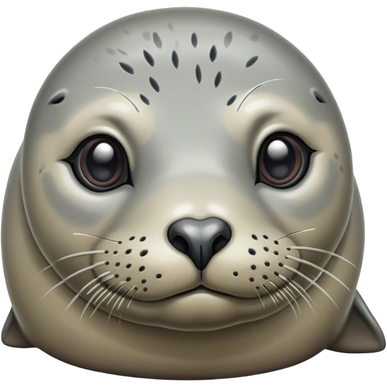 Cinematic Noble harbour seal Portrait Emoji, Poised and streamlined, with a sleek, smooth body of glossy, muted hues and expressive, dark eyes complemented by a rounded, agile head, Simplified yet sharp and sophisticated features, highly detailed, glowing with a soft, maritime luminescence, high shine, intelligent and graceful, stylized with an air of coastal authority, focused and alert, soft glowing outline, capturing the essence of a watchful marine guardian that appears ready to glide out of the screen with effortless authority! emoji