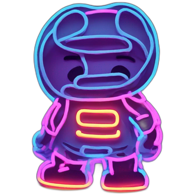 Juicy booty neon sign style man emoji