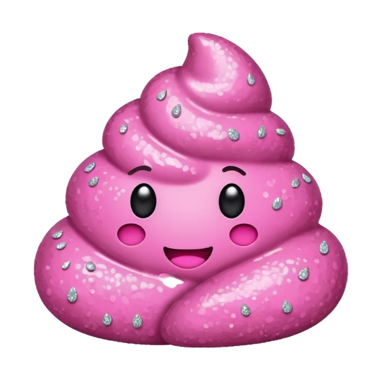 Pink poop with glitters on pink background  emoji