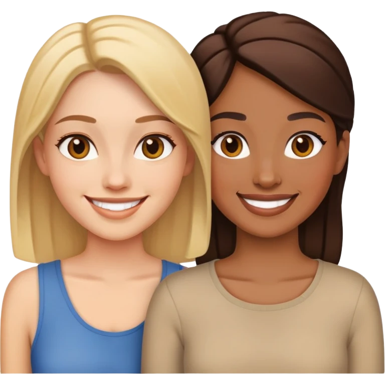 two women standing next to each other, smiling, friends emoji