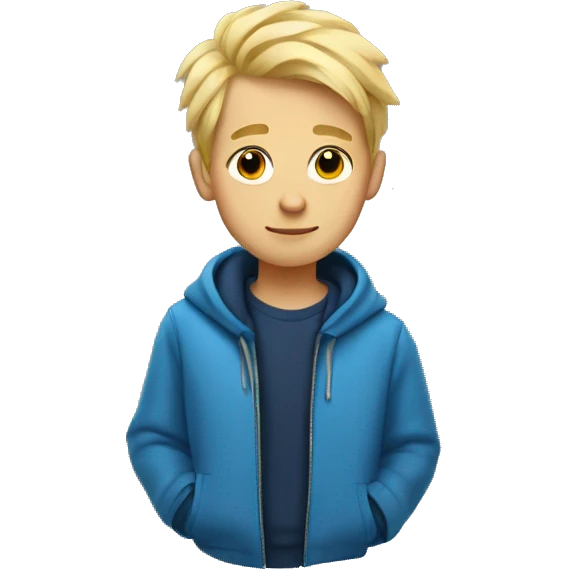 blonde boy in blue jacket with big triangle Shoulders on it emoji