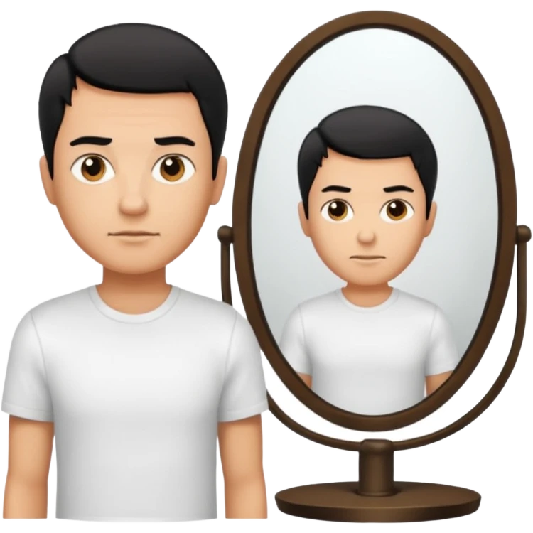 a man stading in front of mirror emoji