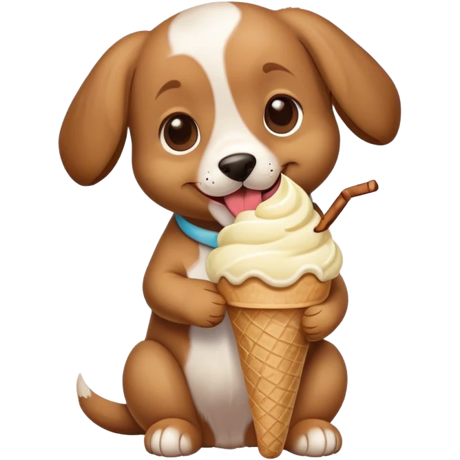 puppy with eating an ice cream emoji