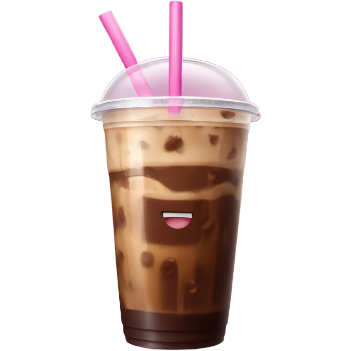 extra large iced coffee clear cup pink straw emoji