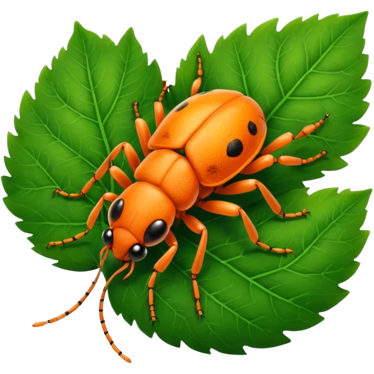  cute orange bug on leaf emoji