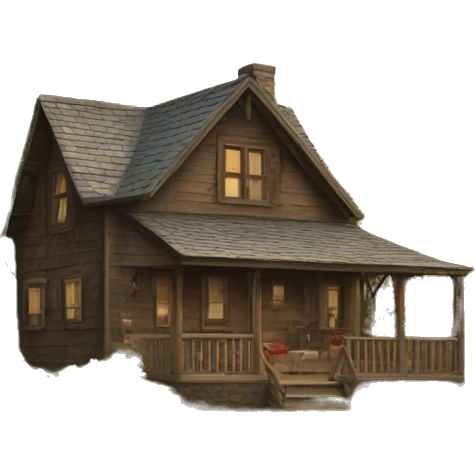 Rustic lake house in the style of an oil painting emoji