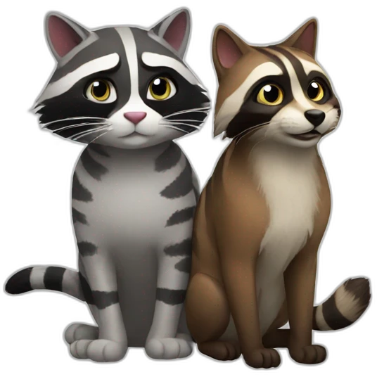 Cat and raccoon  emoji