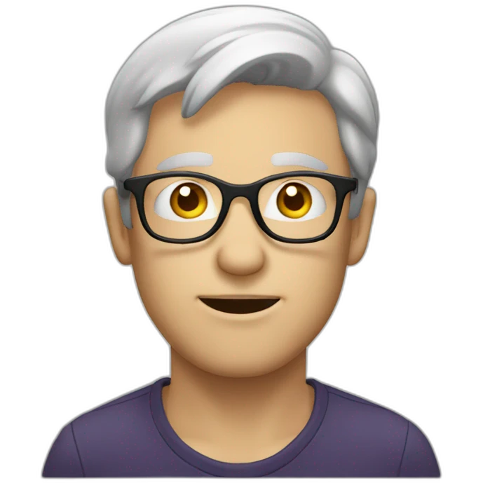 White man with glasses doing giachad face emoji
