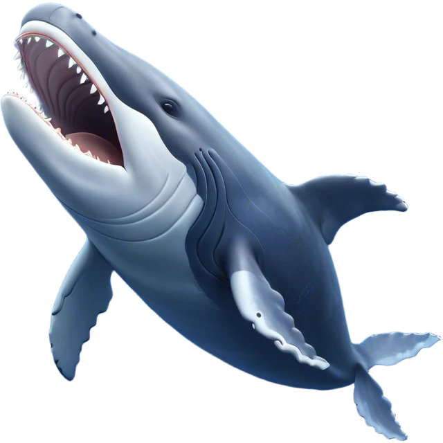 Cinematic Cute Yawning Humpback Whale Portrait Emoji, Head tilted slightly with a dramatic, wide-open yawn, showcasing a massive yet gentle blue-gray body with gently rippling baleen plates and sleepy, half-closed eyes, Simplified yet irresistibly adorable features, highly detailed, glowing with a soft, cozy marine glow, high shine, relaxed yet expressive, stylized with a dash of whimsical deep-sea charm, soft glowing outline, capturing the essence of a drowsy yet affectionate humpback whale that appears ready to drift into a deep-sea slumber! emoji