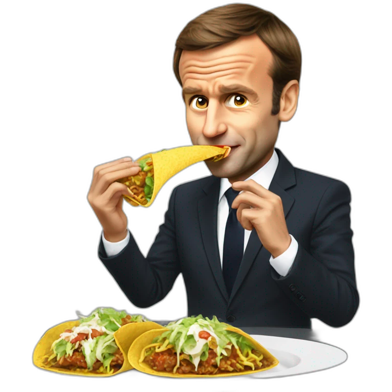 emmanuel macron eating a tacos emoji