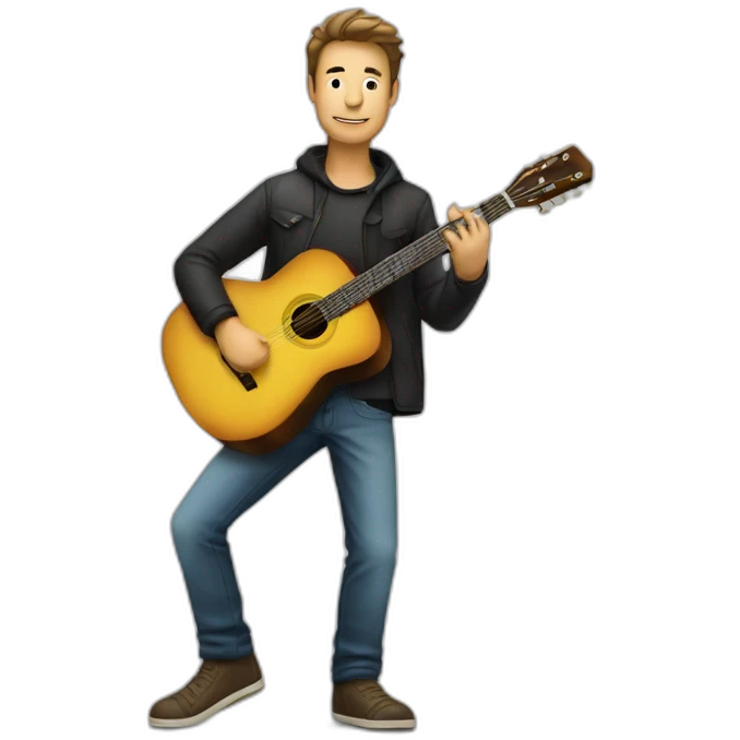 Homme debout sur une guitare emoji