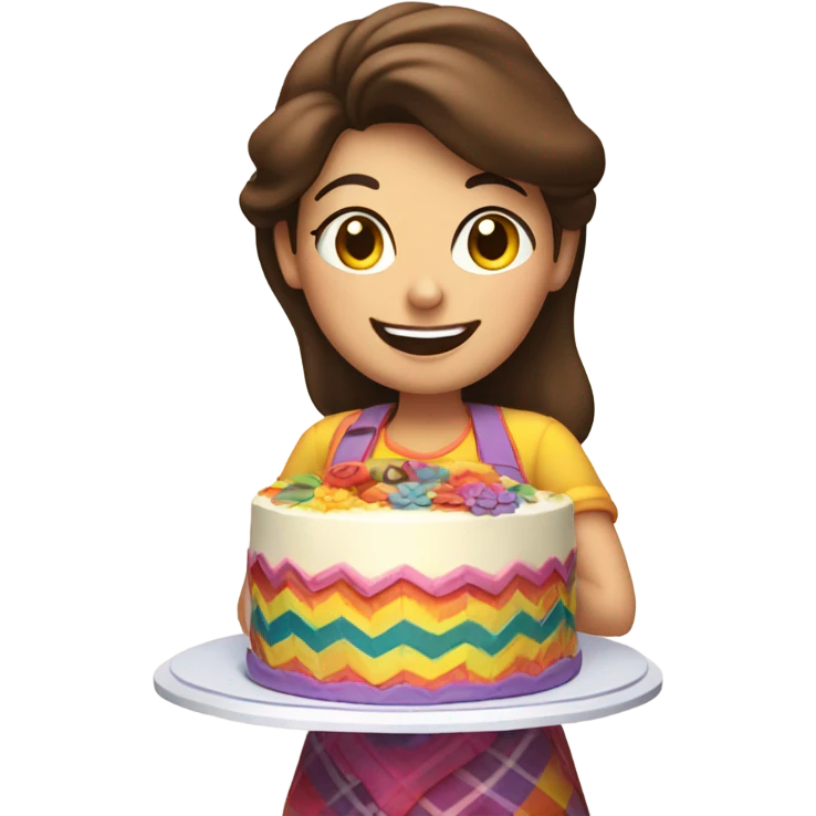 Brunette cake lady emoji