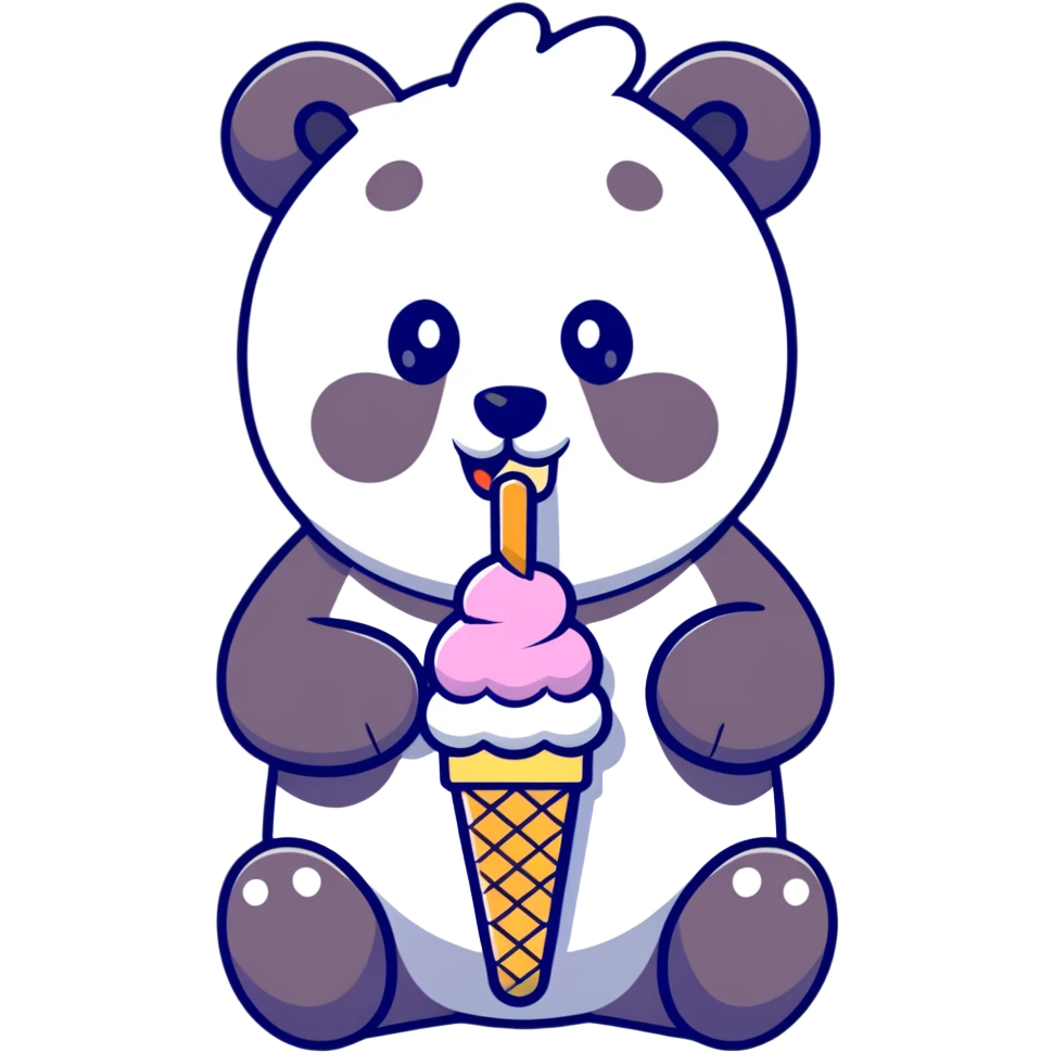 Panda eating ice cream emoji