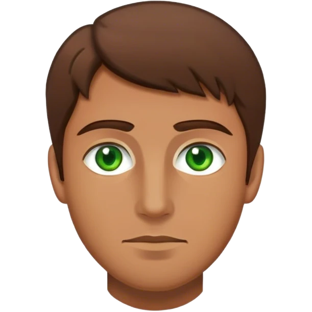 Brown hair green eyed tan man emoji