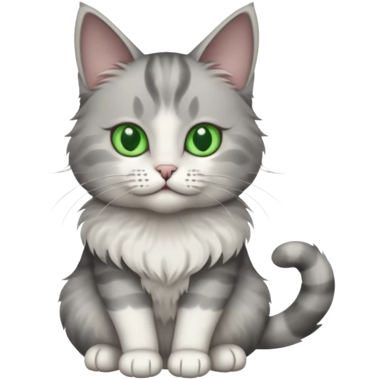 a grey and white cat sitting regally emoji