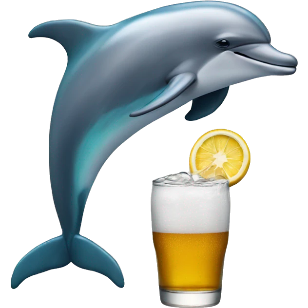 Dolphin drinking a modelo  emoji