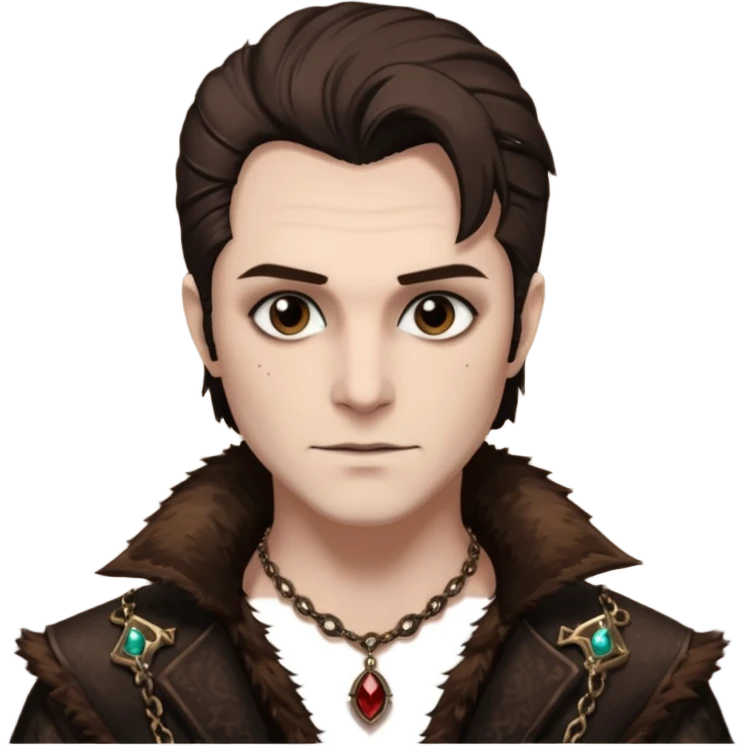 Velkan Valerious from Van Helsing with brown fur, dark brown sequin outfit emoji