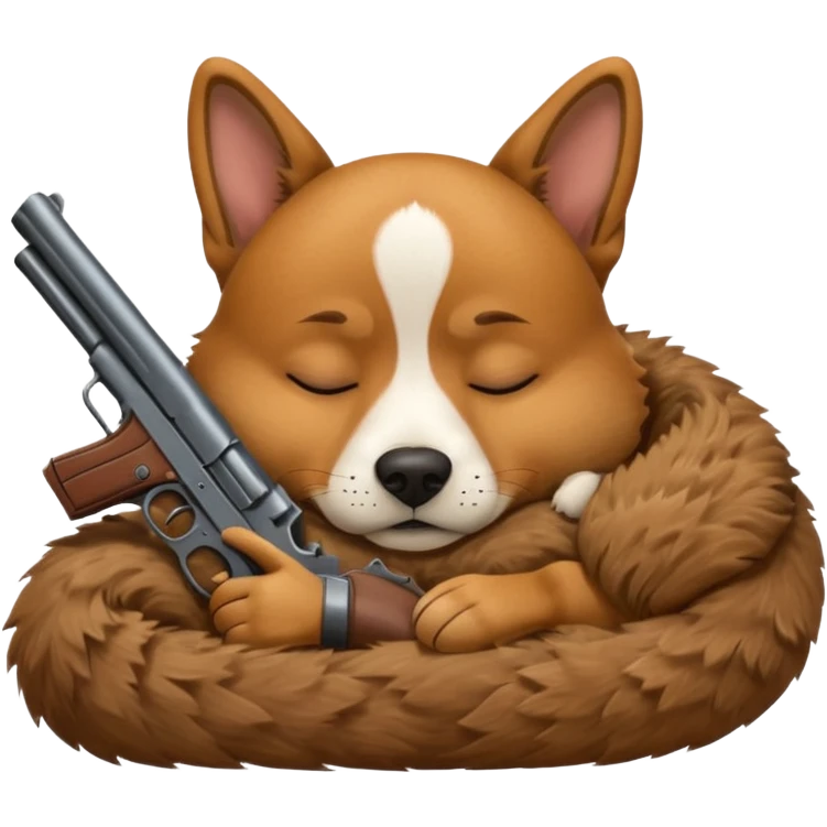Sleeping dog with a gun emoji