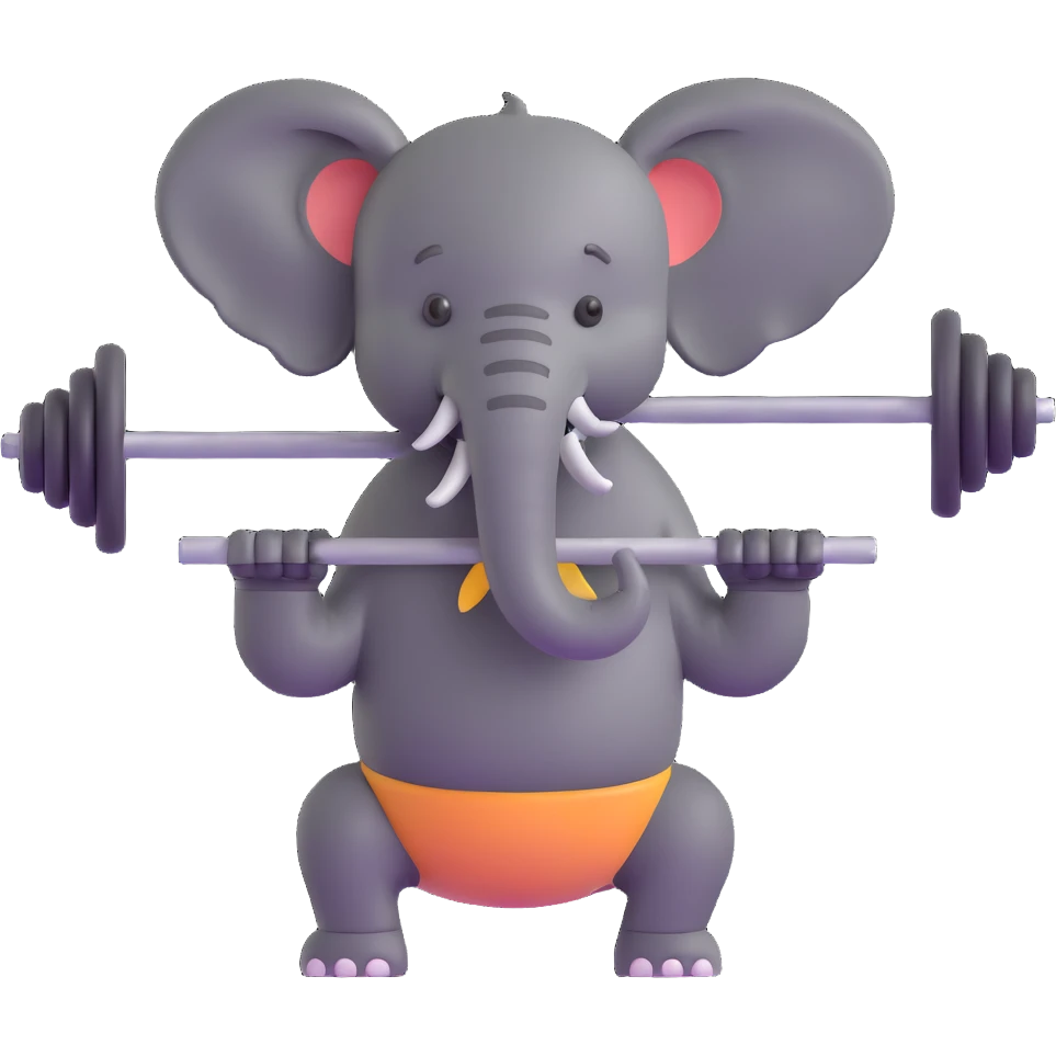 elephant lifting a barbell emoji