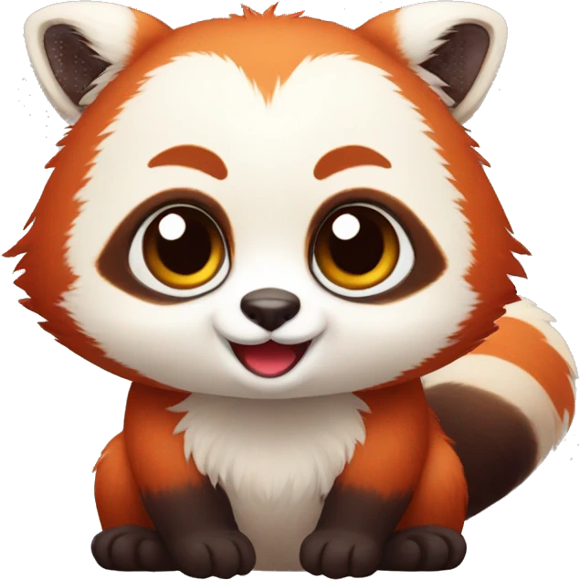 Cute red panda-lemur-hybrid full body emoji