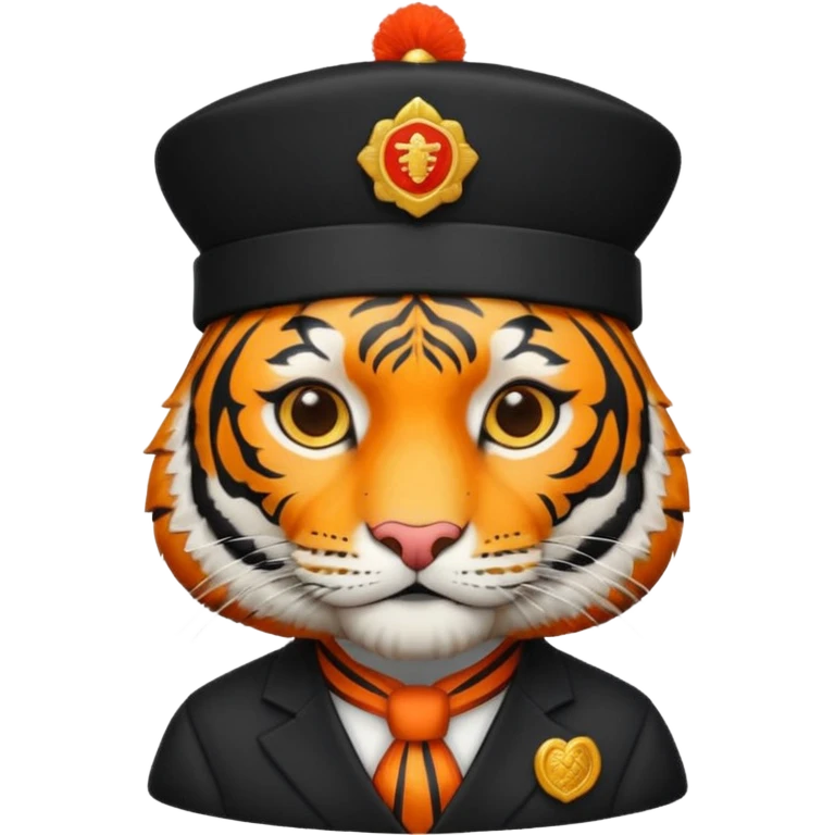 black suited tiger with fes hat emoji