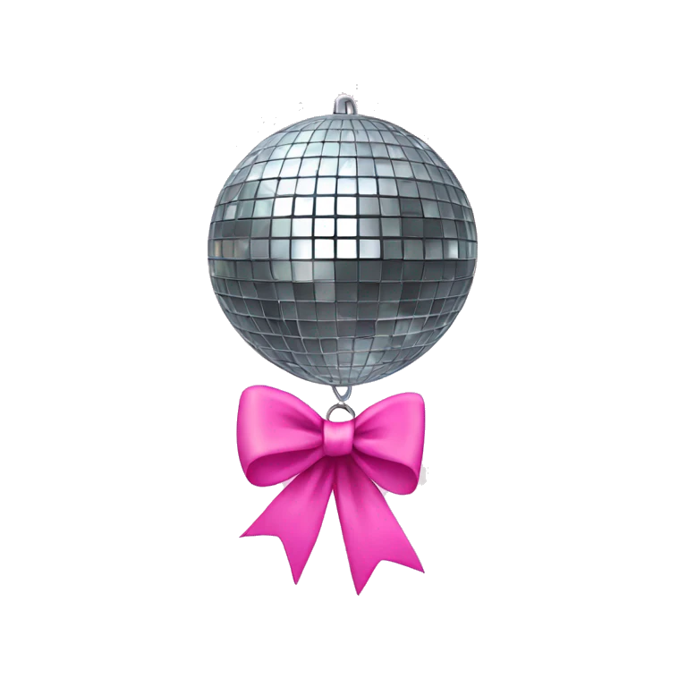 Disco ball with pink bow emoji