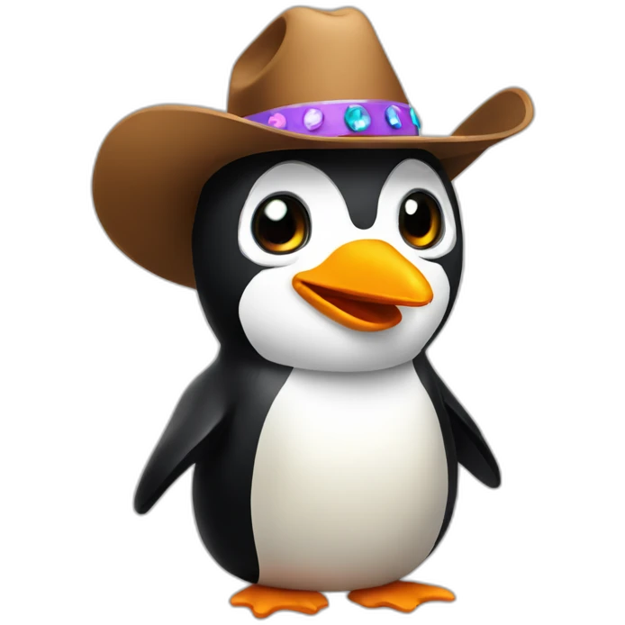 party penguin with cowboy hat emoji