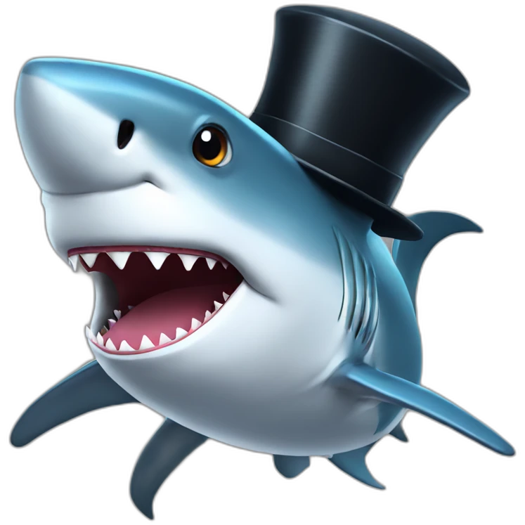 Shark with a top hat emoji