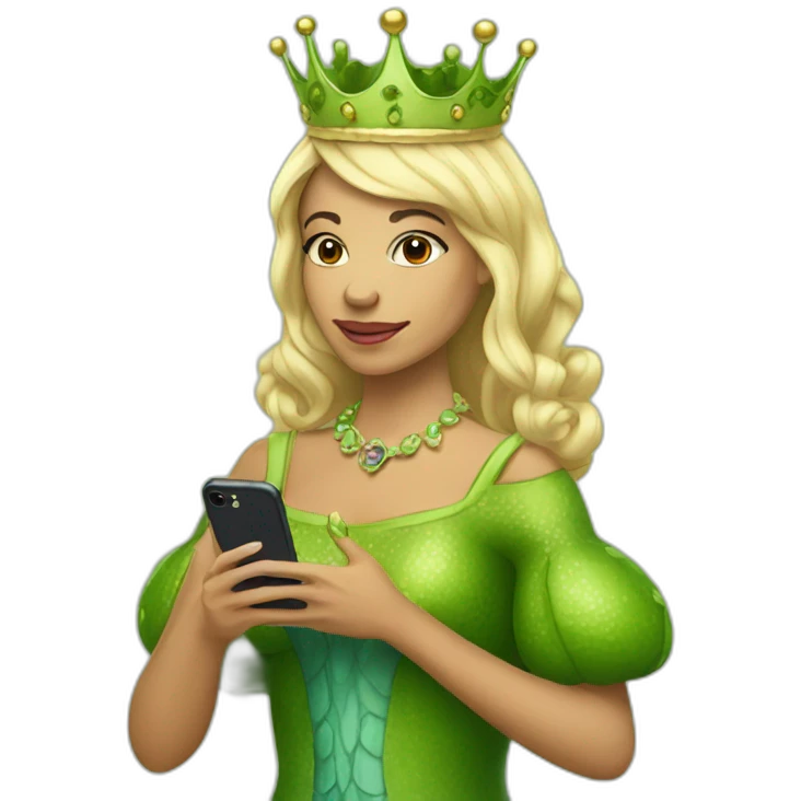 queen of frogs with her iphone emoji