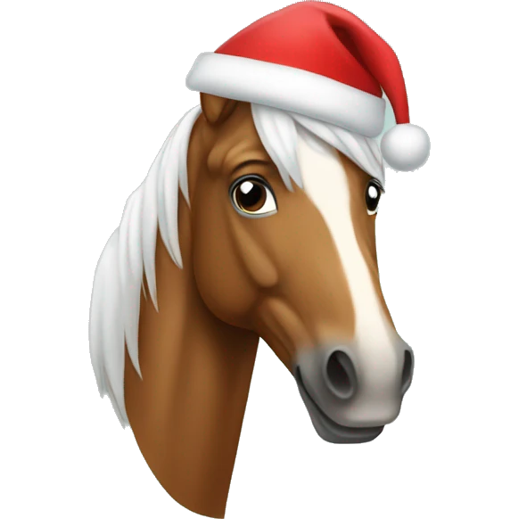 Horse with a Santa hat emoji