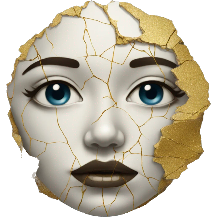 Person face portrait made entirely of galactic kintsugi emoji