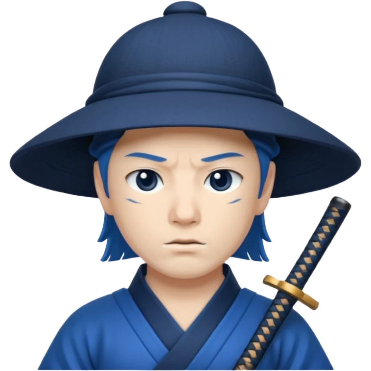 Samurais in Hat, Lone samurai in hat, blue dress emoji