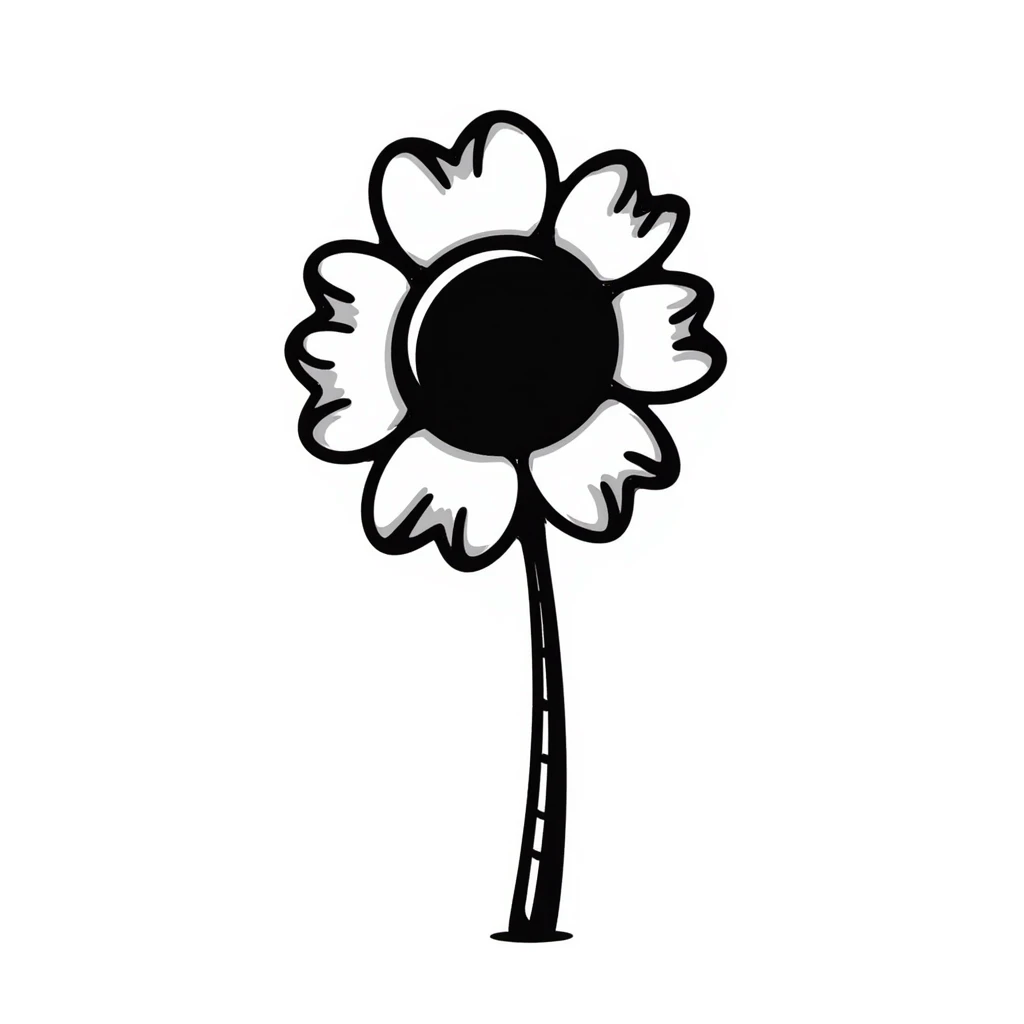 gothic flower, black doodle style emoji