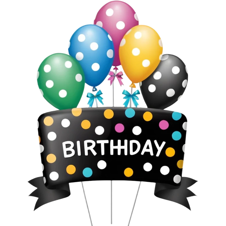 birthday sign in black and white polk a dots emoji