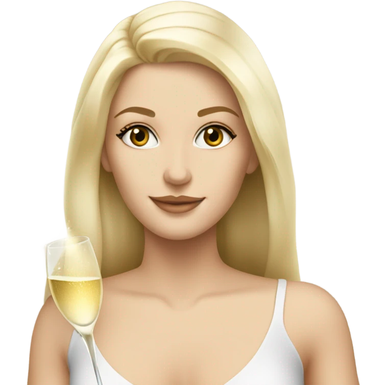 Pretty white blonde woman with champagne emoji