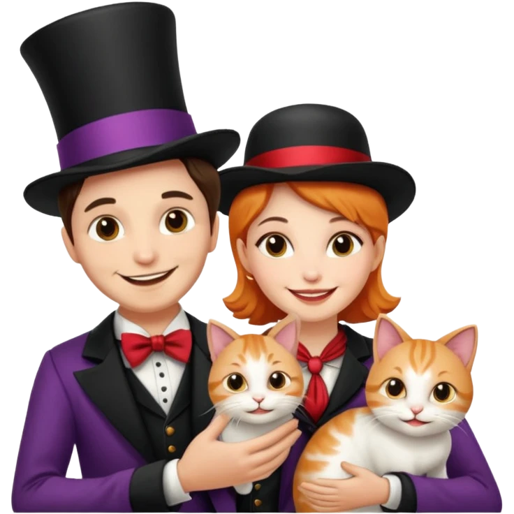 magician couple and their pet cat emoji