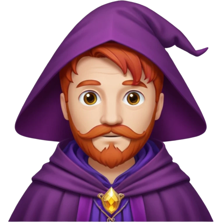 red haired wizard with mustache, purple cloack emoji
