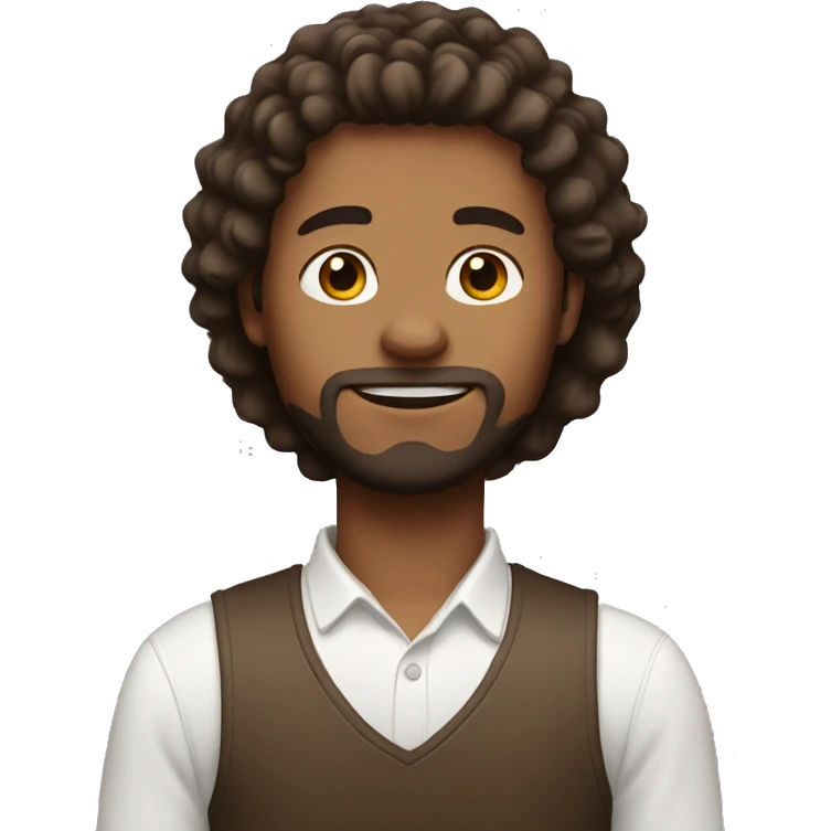 Guy with brown fluffy mid length hair  emoji