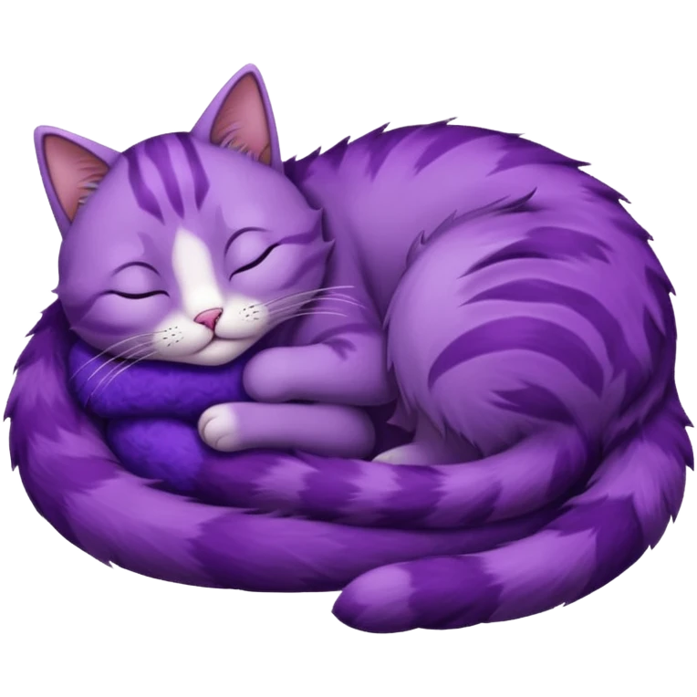 Un gato morado que este durmiendo en un alfombra con los ojos cerrados emoji