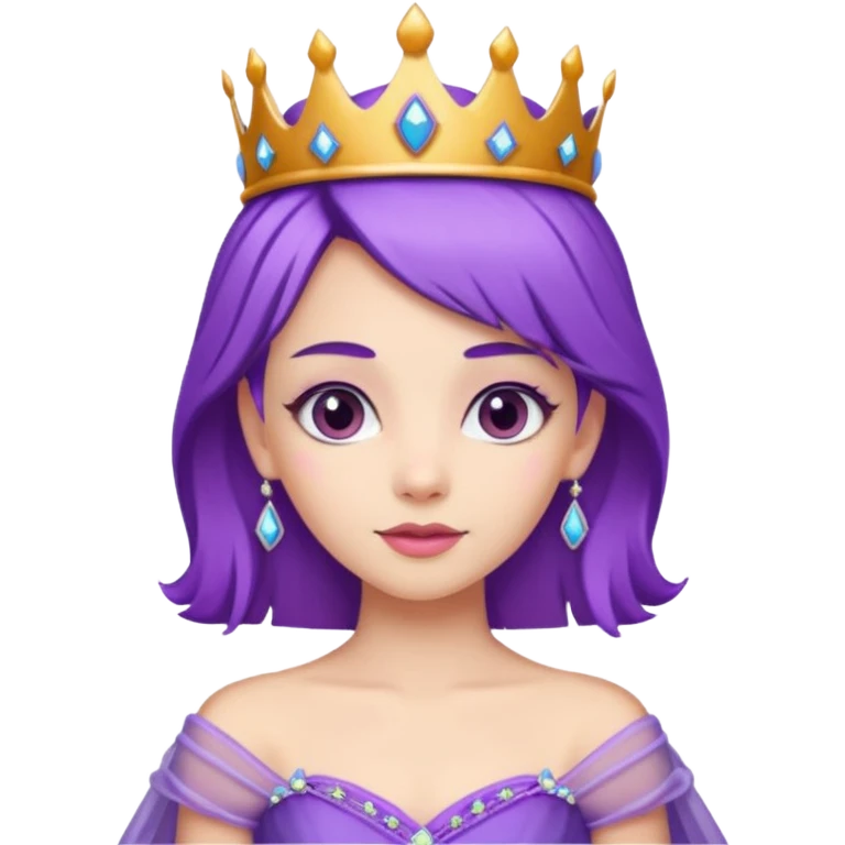 Princesses with Purple Hair in Gown with Tiara emoji