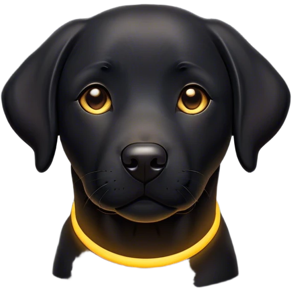 Cinematic Black Labrador Emoji, Warm and inviting, Playful and friendly design, rim lighting effect, rich black and deep gray tones, Simplified yet expressive features, highly detailed, glowing with a soft, cool glow, high shine, loyal and loving, stylized with a touch of charm, approachable and heartwarming, blending realism with warmth, soft glowing outline, clean and immaculate design, happy and energetic pose, capturing the essence of a Black Labrador's playful nature in an easily recognizable and captivating form, so lively it feels like it could wag its tail right off the screen! emoji