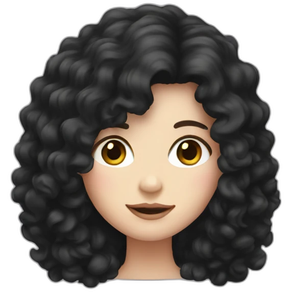 White girl with frizzy long black hair emoji