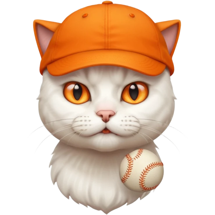 furious white cat with orange baseball hat on  emoji