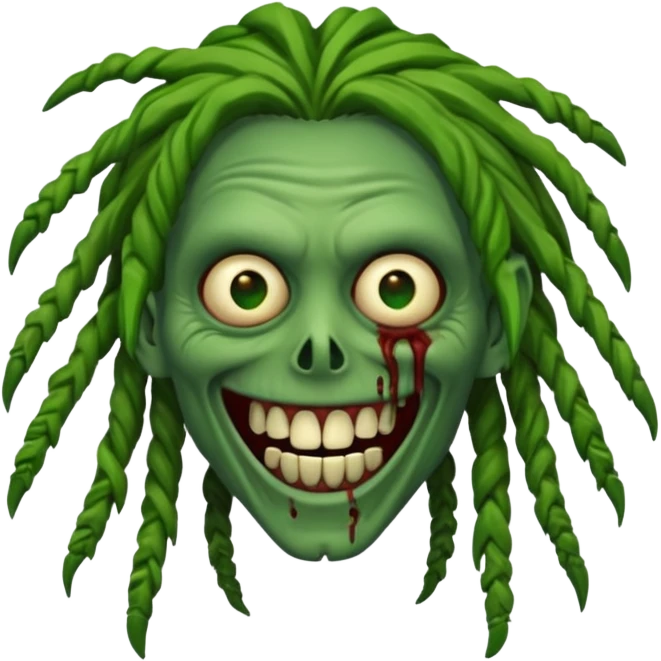 Make a image of a zombie with dreads make it like a emoticon not as sary emoji